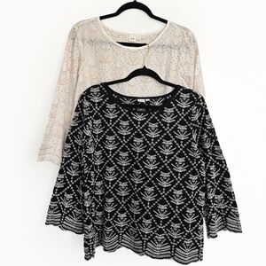 Bundle of 2 GAP Embroidered Eyelet Boho Tops, M